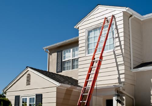 ladder propped against a house