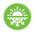 Green circle with sun and snowflake