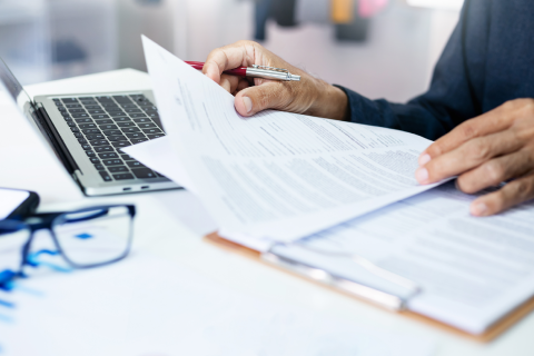 a person reviewing documents